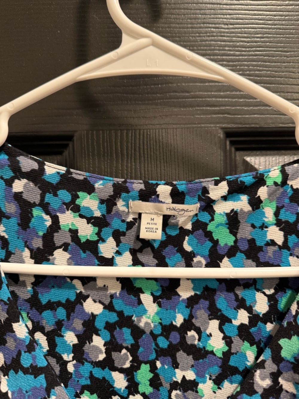 Halogen Blue, Teal & Black Abstract Ruffle Top - Picture 3 of 4